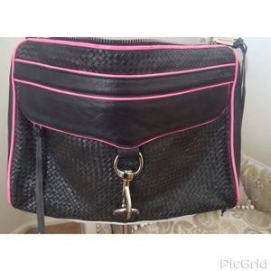 Rebecca Minkoff XL MAC Black Cat woven crossbody
